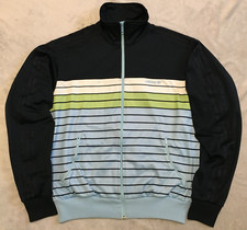 Adidas Originals mens Navy Blue Green Striped Tracksuit Track Top Jacket size XL