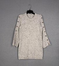 Madewell Sweater Womens Small White Speckled Marled Wool Blend Tunic Dress