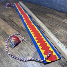 Vintage Sami Laplander Children  s Wool Folk Belt 27.5  Red Blue Yellow Costume