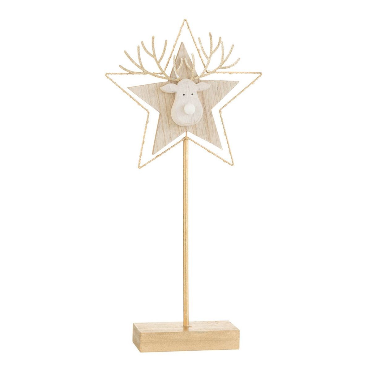 Renne Lumineux Noël 50cm Or Statuette Déco Étoile LED Salon et Centre de Table