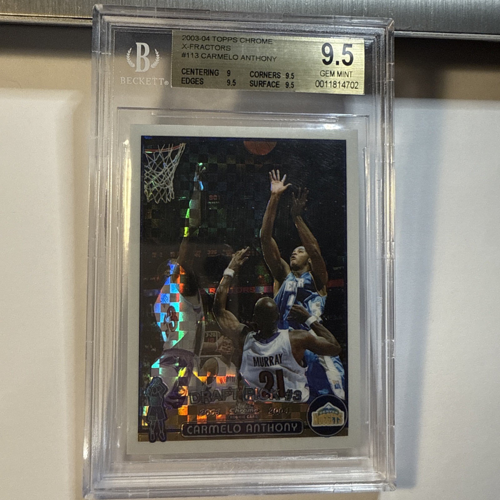 2003/04 Topps Chrome Carmelo Anthony #/220 Xfractor RC #113 BGS 9.5 Gem Mint