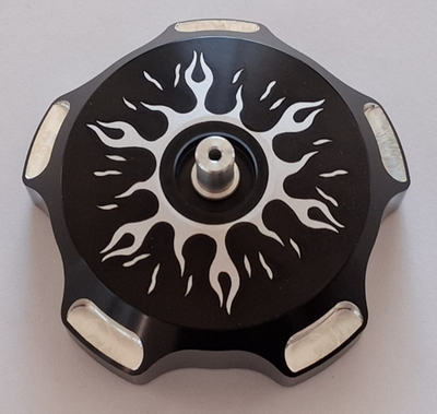 YAMAHA 700 RAPTOR BILLET ALUMINUM GAS TANK CAP, FLAME BLACK