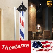 40" Outdoor Barber Shop Pole Rotating Light LED Red/White/Blue Hair Salon Sign