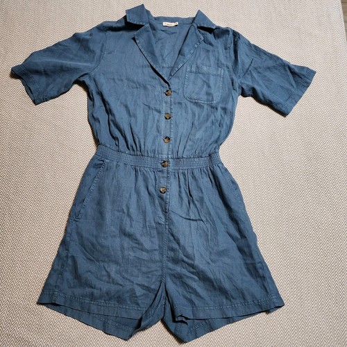 Faherty Womens Faherty Arlie Day Romper Size Medium Stormy Seas (Blue-Green)