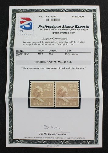 CKStamps: US Stamps Collection Scott#840 Mint NH OG PSE Cert Grade 75