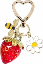Cute Cherry Strawberry Bag Charms Keychain Purse Accessories Charm for Women Han