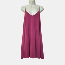 Mikey & Joey Wine V-Neck Lined Mini Trapeze Swing Rayon Tank Dress Women's XL