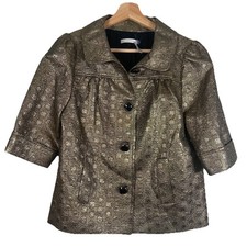 Classiques Entier Women  s Small Metallic Golden Gold Dot Lady Jacket Blazer