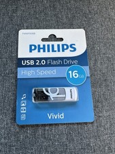 Philips Vivid Edition USB 2.0 Flash Drive 16GB High Speed Blue Swivel Brand New!