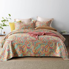 Cotton Bedspread Quilt Sets Reversible Bedding Coverlet Sets Comforter Floral