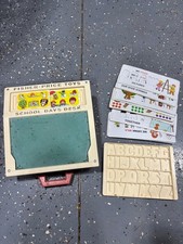 1972 Fisher Price School Days Portable Play Desk Magnets Cards Chalk Eraser USA