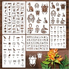 Egyptian Hieroglyphs Stencils, Ancient Glyphs Alphabet Painting...