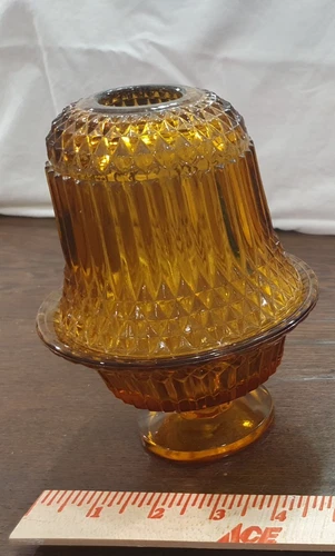 Amber Indiana Glass Company Diamond Point 2-Piece Fairy Lamp