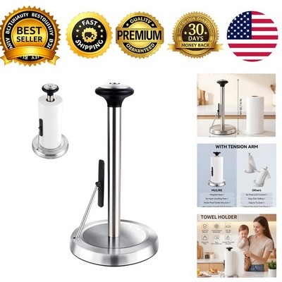 Paper Towel Holder Countertop Heavy Duty Stainless Steel Tension Arm Weighted