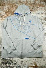 Vintage 2000s New York Yankees Majestic Athletic Zip Hoodie Grey Blue Y2K MLB XL