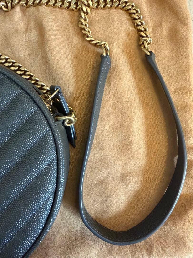 NEW SAINT LAURENT BLACK GOLD LEATHER CIRCLE ROUND CROSSBODY BAG PURSE  thumbnail 6