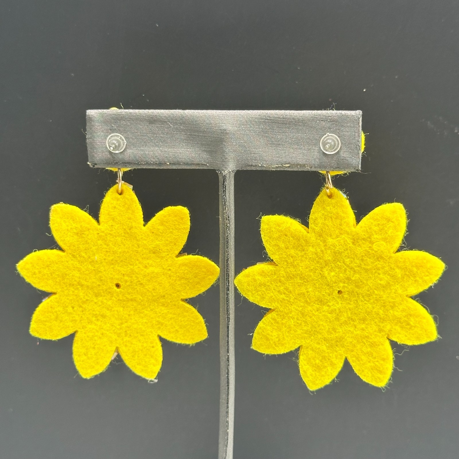 Sunflower Beaded Dangle Earrings Yellow Seed Bead… - image 6