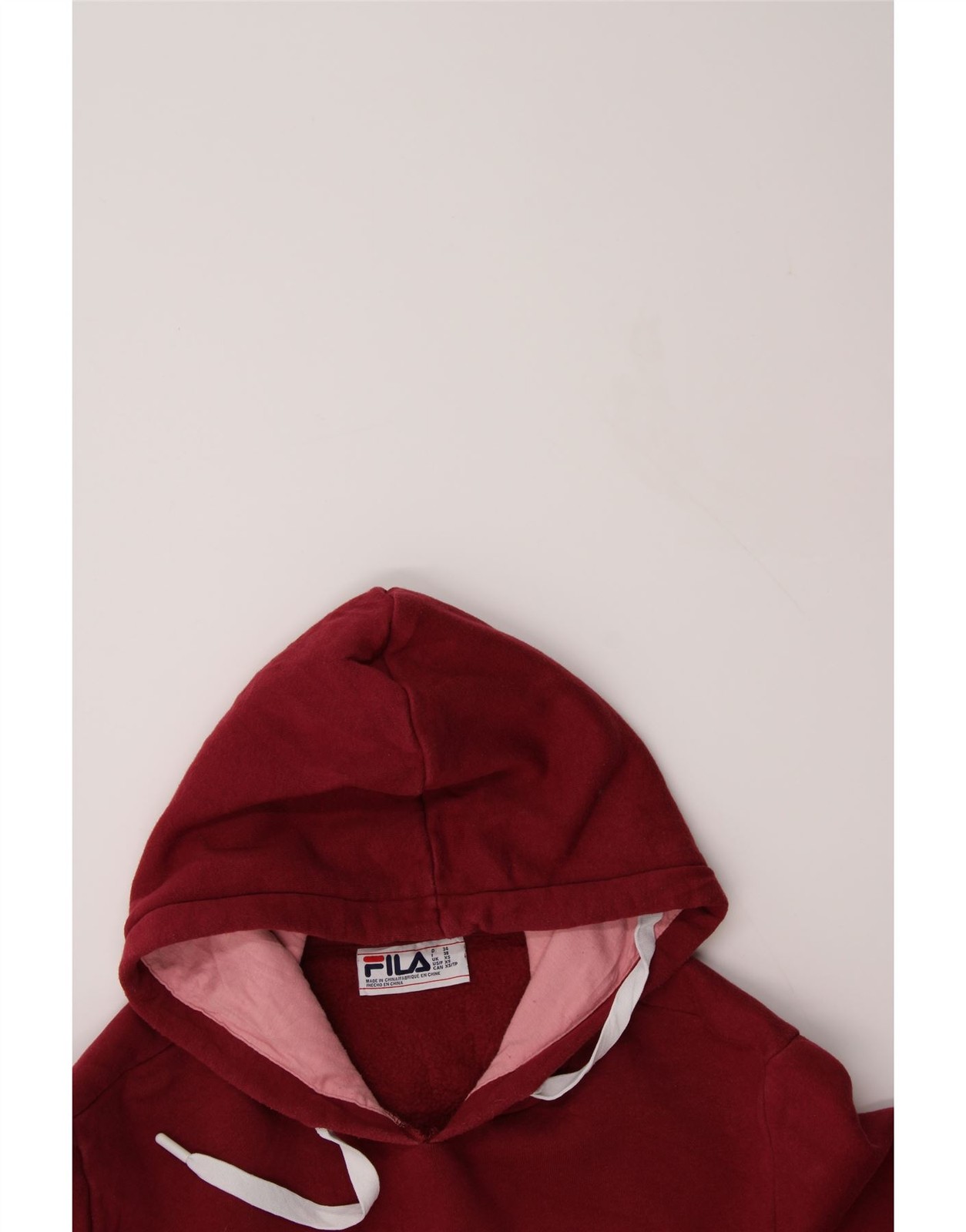 Felpa con cappuccio FILA donna crop grafica UK 6 XS bordeaux colorblock cotone CR41