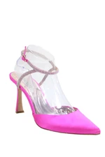 Badgley Mischka Womens Textured Pointed Toe Rhinestone Heels Pink Size 6