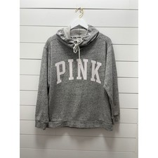Pink Victoria's Secret Hoodie Women Sz. Med Logo Pullover graphic Spell out Hood