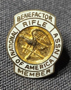 NRA Benefactor Member White Lapel Pin