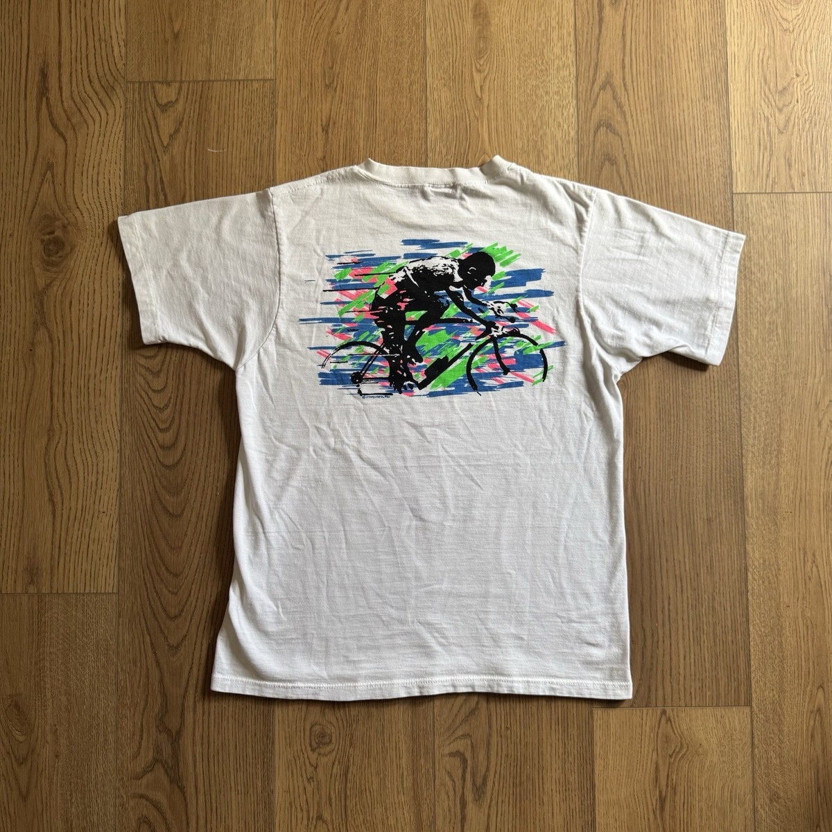 Vintage Crazy Shirts Hawaii Biking White Mens Medium Shirt 80s