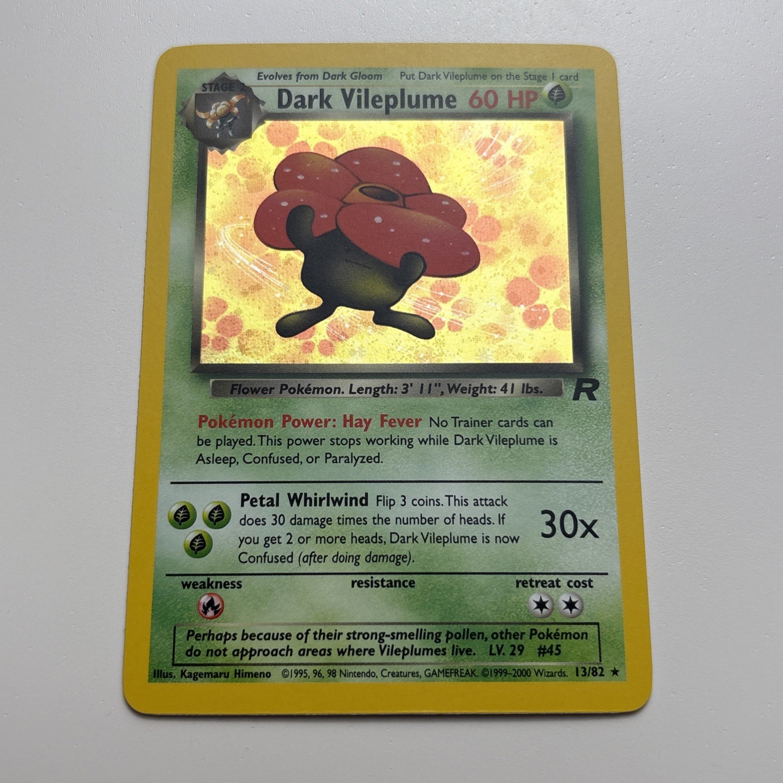 2000 Pokemon Team Rocket Dark Vileplume 13/82 Holo Rare NM WOTC Wizards #13