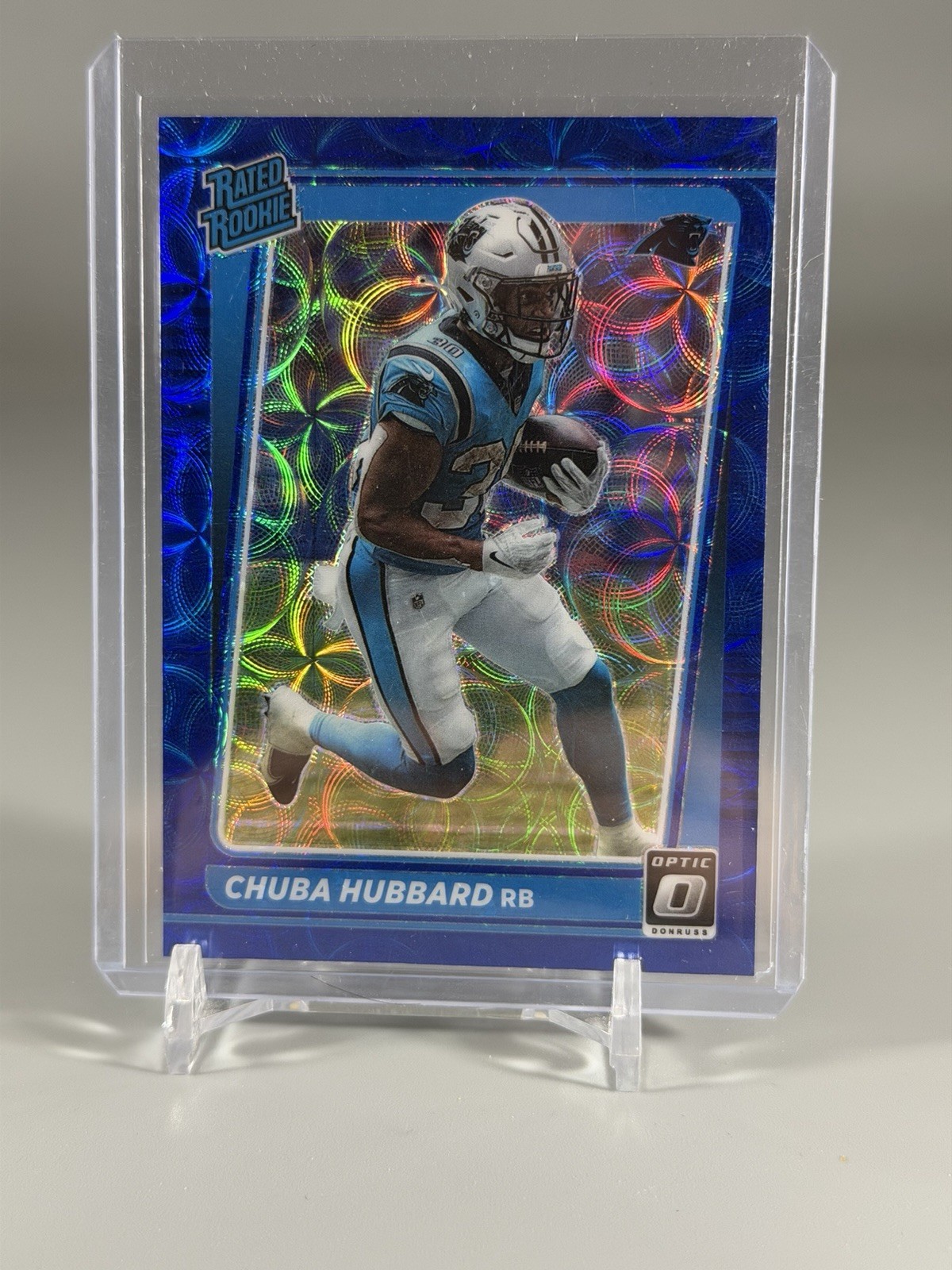 2021 Panini Donruss Optic - Rated Rookie Chuba Hubbard #225 Blue Scope Prizm