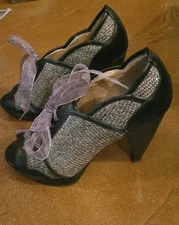 Whimsey Goth Poetic License London Retro High Heel Shoes Sz 8 M Leather