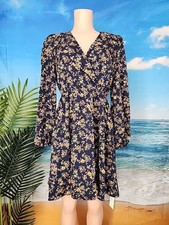Nwt Cupshe Women’s Blue Casual Dress With Brown Floral Size  Medium 
