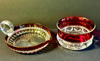 2 Cranberry Red Cut to Clear Candy Dishes brilliant Cut One Pour Lipped dish — photo 2