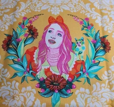 Tula Pink Free Spirit Fabric Curioser & Curioser PWTP 159 Alice Yellow 36" x 42"
