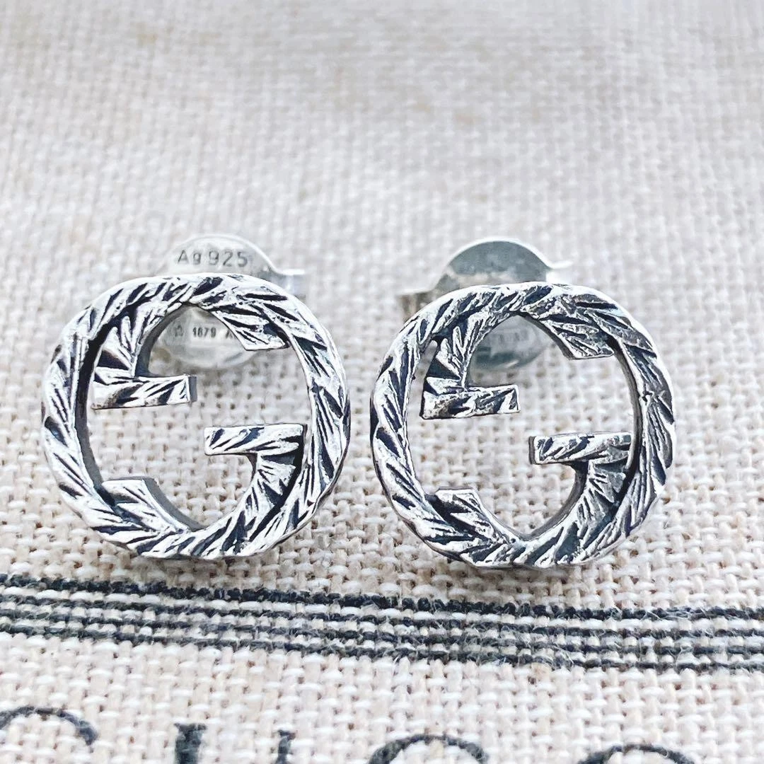 Boucles d'oreilles GUCCI 925 argent imbriquées accessoires femme haut,0 x larg,1