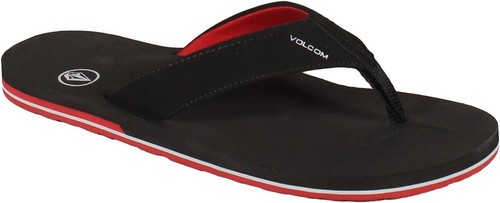 Volcom Men's Victor Flip-Flop Sandal, Black/Red – Comfortable Casual Footwear...