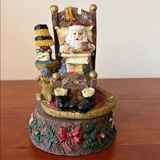 Santa Claus Christmas Music Box Figurine Working Wind Up Holiday Decor