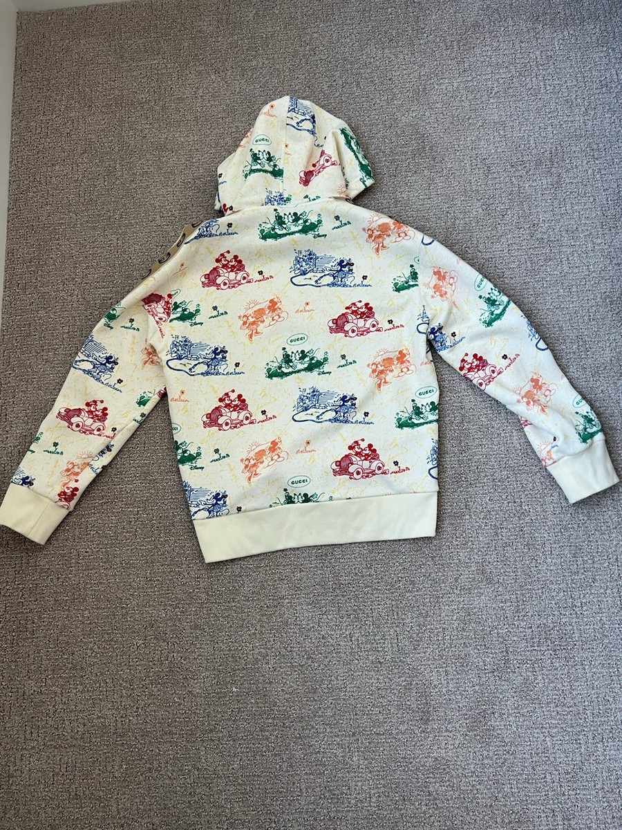 Gucci x Disney Mickey Mouse All Over Print Hoodie GG Stripe Sleeve