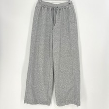 Womens Gray Wide Leg Lounge Sweatpants Elastic Waist Tagged XL Fits Small ruffle