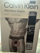 Calvin Klein NP2835X-UB1 Men's Large 3-Pack Black Microfiber Stretch Hip Briefs