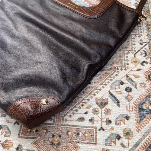 Vintage Large 17” Henri Bendel Dark Brown Leather Shoulder Tote Bag *Light Wear - Picture 13 of 24