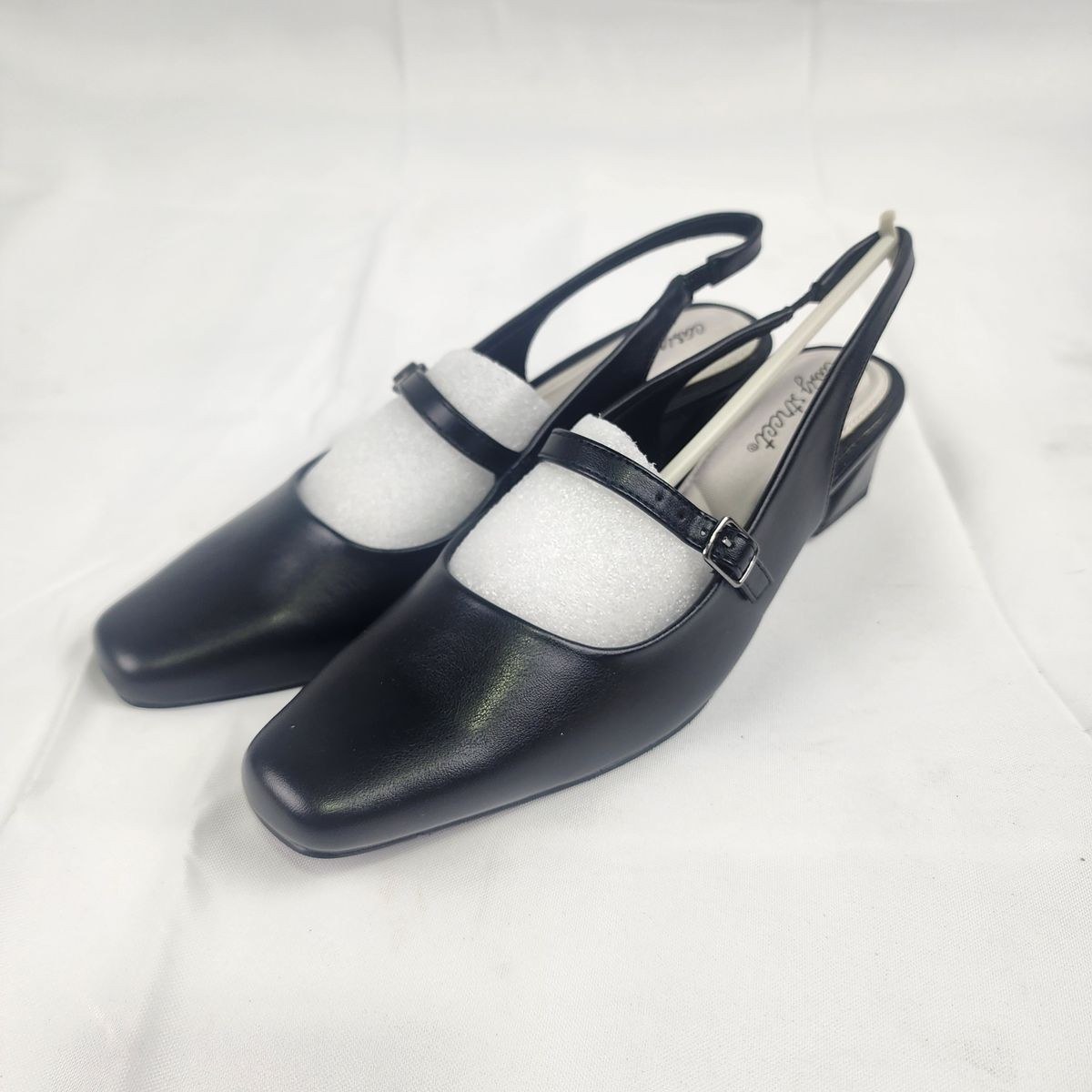 Easy Street Cameo Womens Slingback Pumps Block Heel Square Toe Black Size 9 N