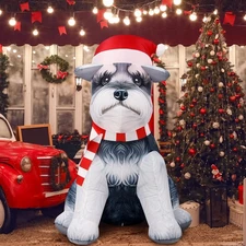 5 ft Schnauzer Christmas Inflatable Yard Decoration with LED Lights