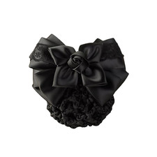 Women Hair Bun Cover Net Snood Hairnet Bowknot Decor Satin Bow Barrette French