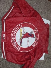 St Louis Cardinals Faux Leather Jacket with large logo patch Rare Hard To Find