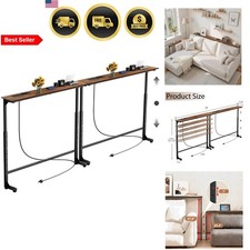 Narrow Console Table with Outlet Adjustable Height for Living Room Entryway