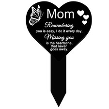 Mother's Day Memorial Grave Markers Heart Mom Memorial Stake Sympathy Plaque Ce