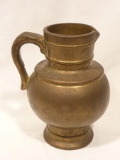 stary mały brzuszny mosiężny dzbanek piękna patyna 12,5cm 1,25kg -A-