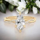 Wedding  14K Yellow Gold Diamond Ring 1.20 Ct Marquise Lab Created IGI Certified — photo 1