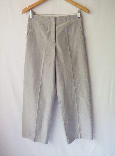 Giorgio Armani Italy Cotton Silk Pants Trousers Pleated Wide Light Pearl Gray 38