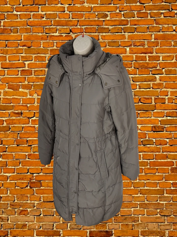 MUJER UNIQLO PEQUEÑO GRIS PLUMÓN ACOLCHADO CÁLIDO INVIERNO CREMALLERA CAPUCHA PARKA ABRIGO CHAQUETA Foto 2 de 4