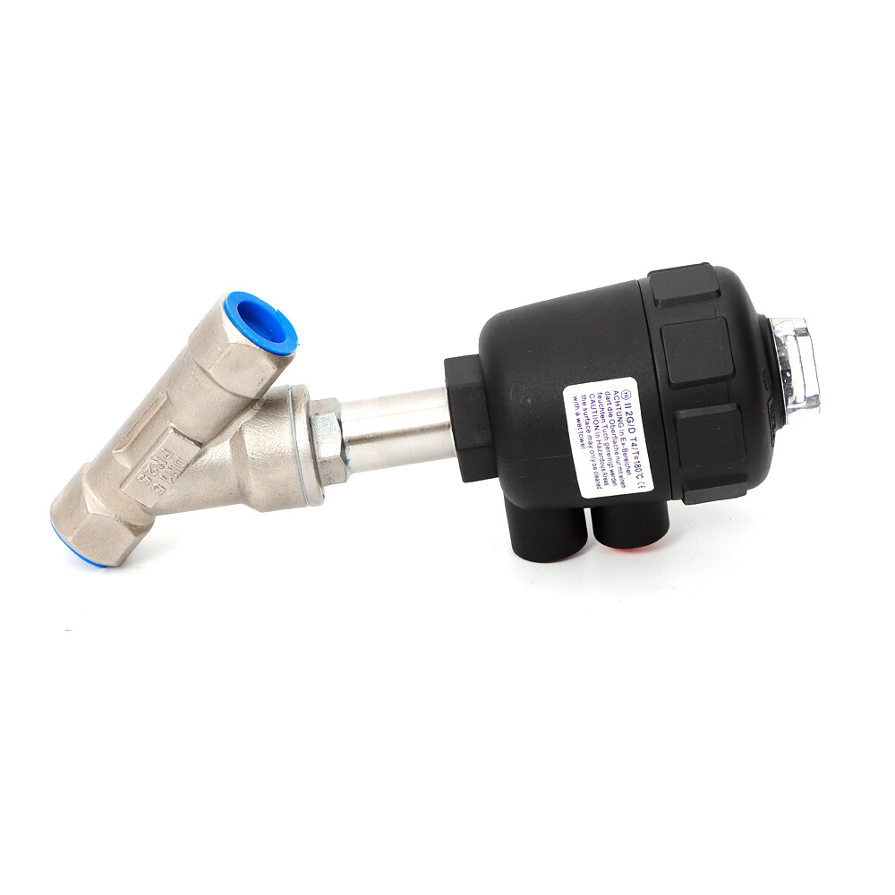 DN15 Pneumatic Air Actuated Angle Seat Valve Single Acting 304 Stainless Steel